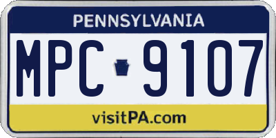 PA license plate MPC9107