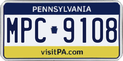 PA license plate MPC9108