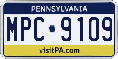 PA license plate MPC9109