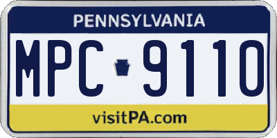 PA license plate MPC9110