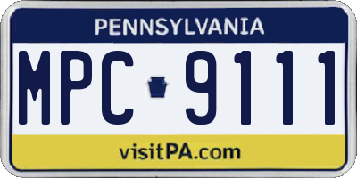 PA license plate MPC9111