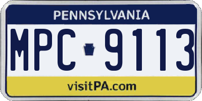 PA license plate MPC9113