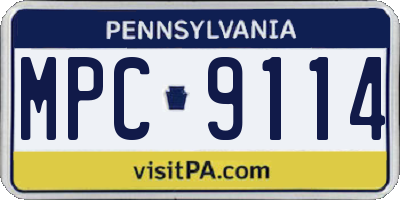 PA license plate MPC9114
