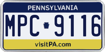 PA license plate MPC9116
