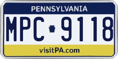 PA license plate MPC9118