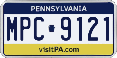 PA license plate MPC9121