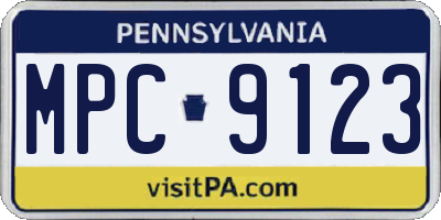 PA license plate MPC9123