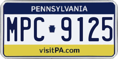 PA license plate MPC9125