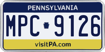 PA license plate MPC9126