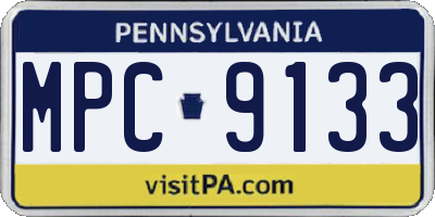 PA license plate MPC9133