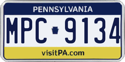 PA license plate MPC9134
