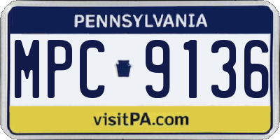 PA license plate MPC9136