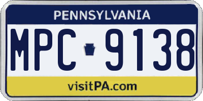 PA license plate MPC9138