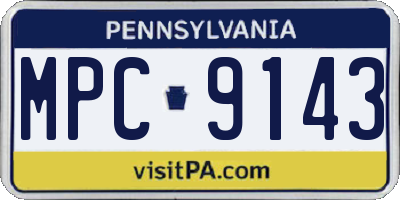 PA license plate MPC9143