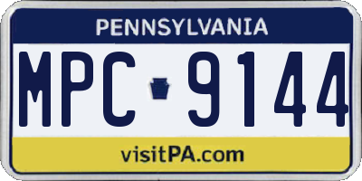 PA license plate MPC9144