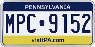PA license plate MPC9152