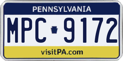 PA license plate MPC9172