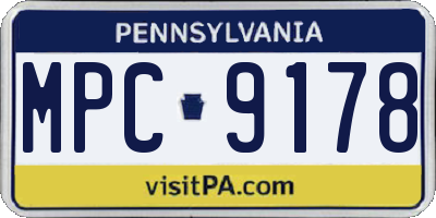 PA license plate MPC9178