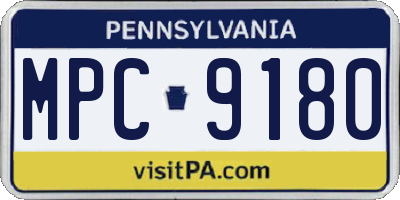 PA license plate MPC9180