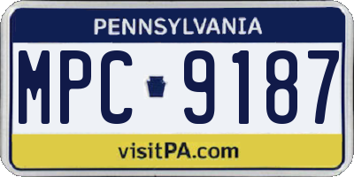 PA license plate MPC9187