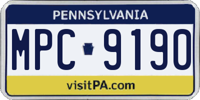 PA license plate MPC9190