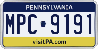 PA license plate MPC9191