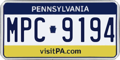 PA license plate MPC9194