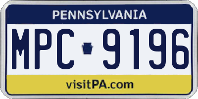 PA license plate MPC9196