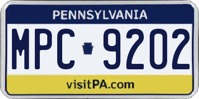 PA license plate MPC9202