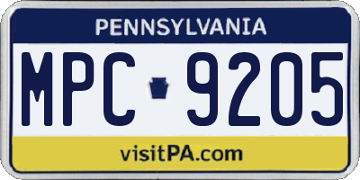 PA license plate MPC9205