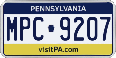 PA license plate MPC9207
