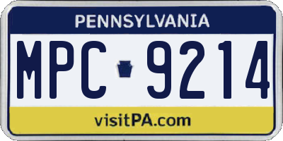 PA license plate MPC9214