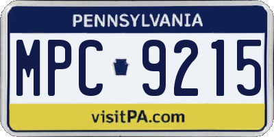 PA license plate MPC9215