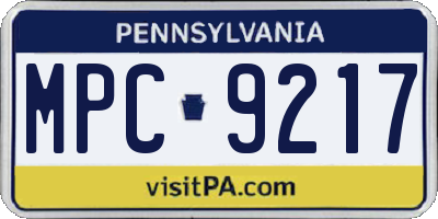 PA license plate MPC9217