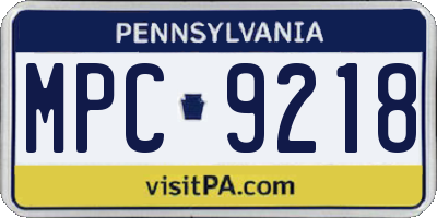 PA license plate MPC9218