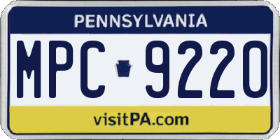 PA license plate MPC9220