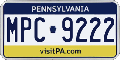 PA license plate MPC9222