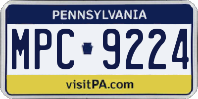 PA license plate MPC9224