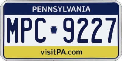 PA license plate MPC9227
