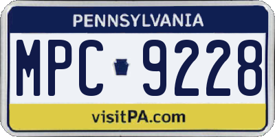 PA license plate MPC9228