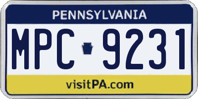 PA license plate MPC9231