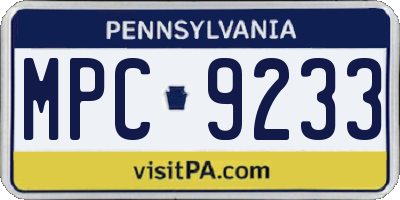 PA license plate MPC9233