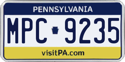 PA license plate MPC9235