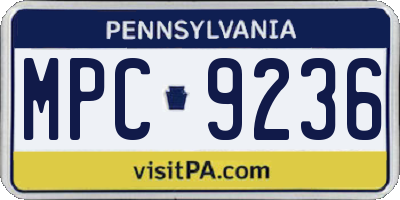 PA license plate MPC9236