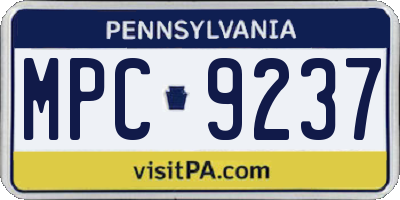 PA license plate MPC9237