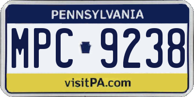 PA license plate MPC9238