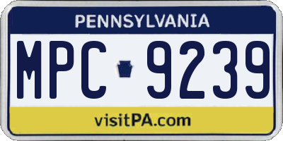 PA license plate MPC9239