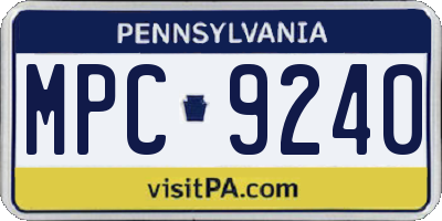 PA license plate MPC9240