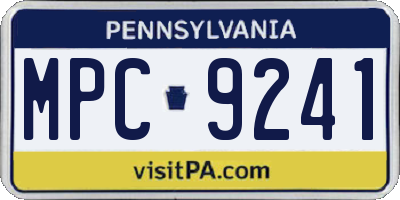 PA license plate MPC9241