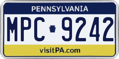 PA license plate MPC9242